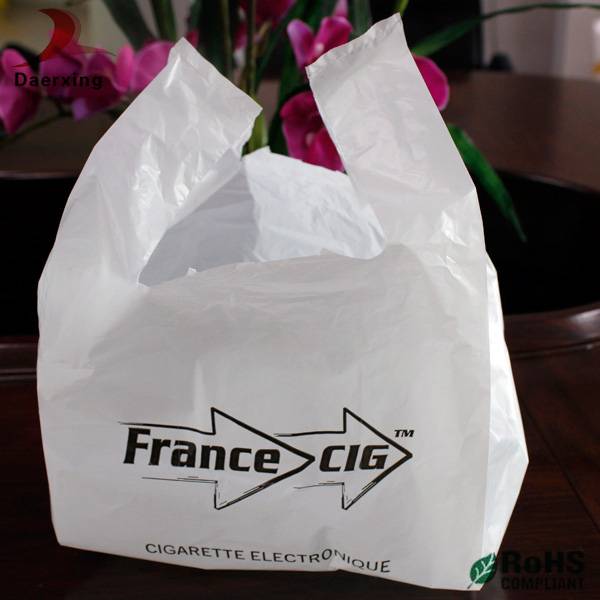 Sgs9001 White Custom Printed Plastic T Shirt Bags For Shopping,Custom Plastic Bag With Your Own Logo